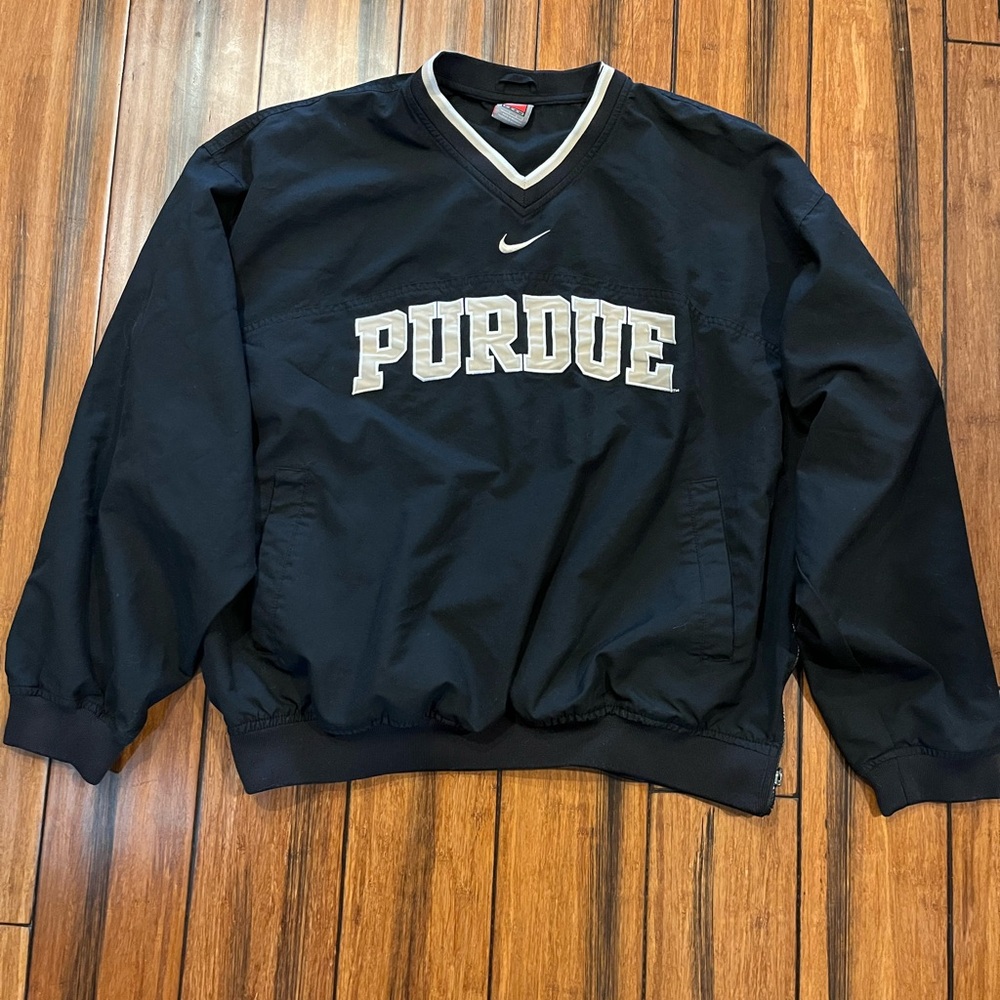 Vintage Nike Center Swoosh Embroidered Purdue Boilermakers Black Pullover Large